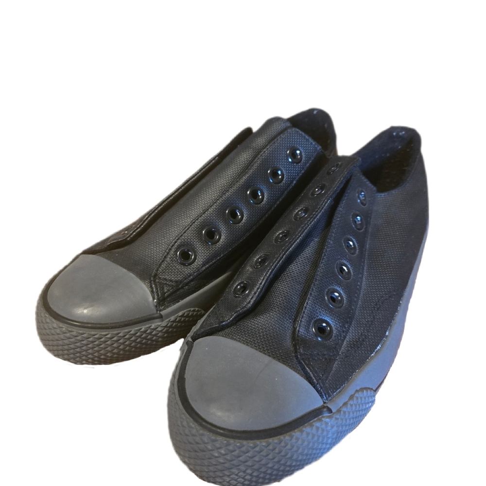 Black Canvas Slip-On Sneakers